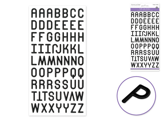 Paper Craft Stickers: 4.75"x9.5" 3D Puffy Fonts (Alphabet Sticker)