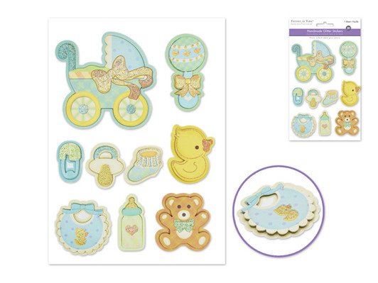 Handmade Sticker: 12cmx16.5cm 3D Glitter  Baby Shower Stickers Handmade Sticker: 12cmx16.5cm 3D Glitter  Baby Shower Stickers
