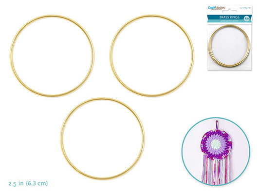 Brass Rings: 2.5" Round x3 -Item# WR102 Brass Rings: 2.5" Round x3 -Item# WR102