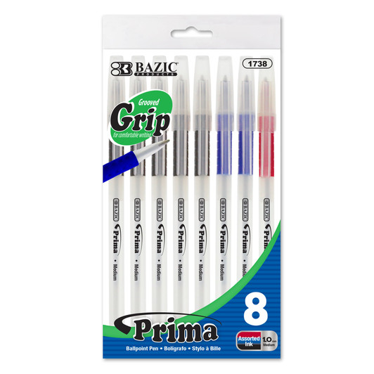 Inc Clip Clicks Neon 8pk Ball Point Pens Colored Ink 1.0mm Comfort Grip 4  Colors