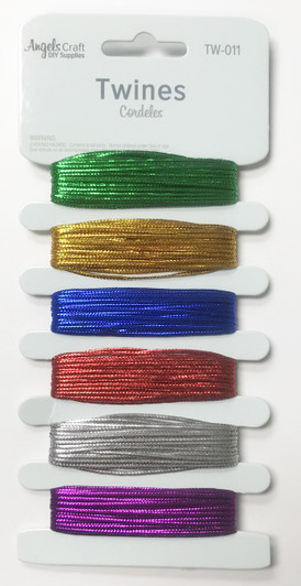 Twine Metallic Collection, Polyester String. 5m x 6 colors.