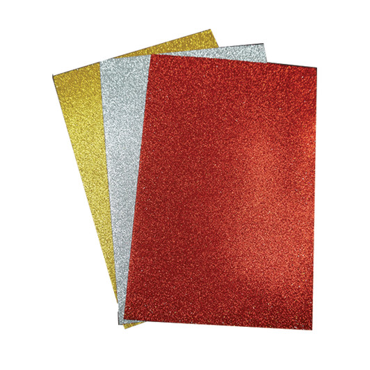 EVA Glitter Foam Sheets, Asst 3 Colors 20cmX30cm 3ct EVA Glitter Foam Sheets, Asst 3 Colors 20cmX30cm 3ct