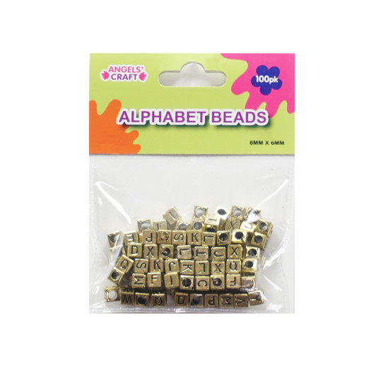 Cube Alphabet Beads Gold accent 6mmx8mm, 100-ct. Pk. Cube Alphabet Beads Gold accent 6mmx8mm, 100-ct. Pk.