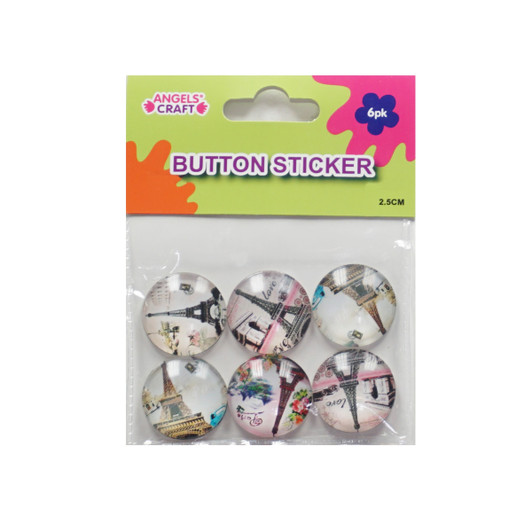 Glass Dome Cabochons, Flatback (Button) Sticker-Eiffel Tower, 6-ct. Pk. Glass Dome Cabochons, Flatback (Button) Sticker-Eiffel Tower, 6-ct. Pk.