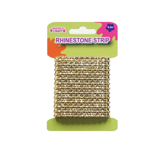 Rhinestone Banding-Gold, SS16 (4mm), Band: 60mm(w)x0.5m(L)