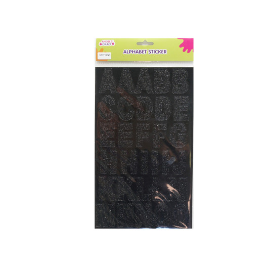 Alphabet Sticker Black Glitter Color, ChipBoard-Thick, 2sheet ct. Pk