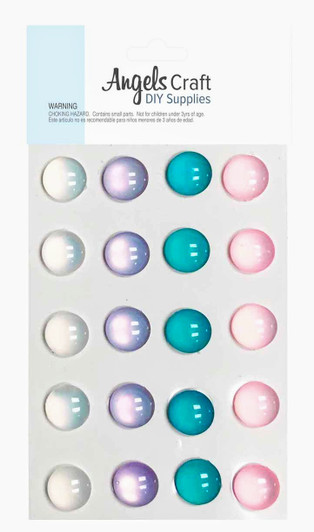 Aqua-Dot Acrylic Rhinestone Sticker. Asst Colors 20-ct. Pk