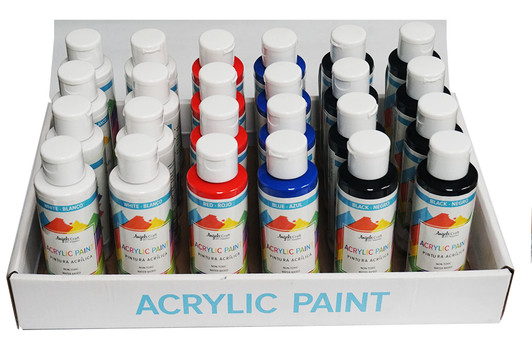 6 Color 0.75 Oz (22.2 ML) Washable Poster Paint W/ Brush - CRAFTLITS