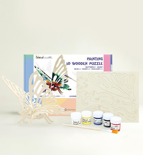 DIY 3D Wooden Puzzle With Paint Kit: Butterfly