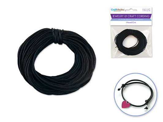 Jewelry / Craft Cord: 1mmx10yds Waxed Cord Round