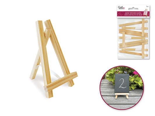 Craft Decor: 3 1/8" Mini Wood Easel x3 Craft Decor: 3 1/8" Mini Wood Easel x3