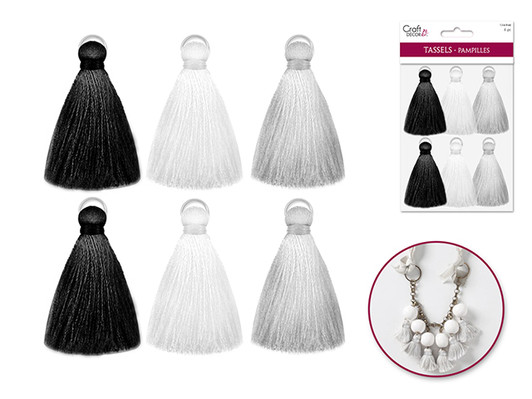 Craft Decor: 4cm Tassels x6 Asst Craft Decor: 4cm Tassels x6 Asst