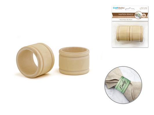 Craftwood: 1.75"x1.25" Napkin Rings x2 Natural Craftwood: 1.75"x1.25" Napkin Rings x2 Natural