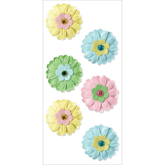 Floral Embellish: 24mm-39mm Embossed Handmade Paper Gems/Beads x8 Floral Embellish: 24mm-39mm Embossed Handmade Paper Gems/Beads x8