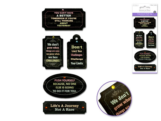 Handmade Sticker: 3"x6.5" 3D Chalk Inspirational Tags