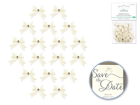 A Brides Wish: Ribbon Bows w/Gems x18 A Brides Wish: Ribbon Bows w/Gems x18