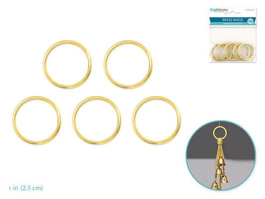 Brass Rings: 1" Round x5 Brass Rings: 1" Round x5