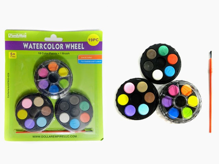 19PC Water Color Wheel Set 3" Dia Wheels & Bonus Paint Brush!