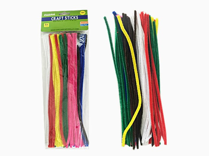 Primary Colors Chenielle Stems  75PC 12"L