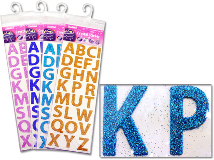 Glitter Alphabet Stickers 6 color options, Price Per One Unit Pack.