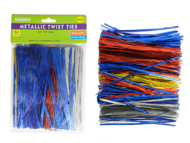 600pc Metallic Twist Ties, Size: 6.3" Long