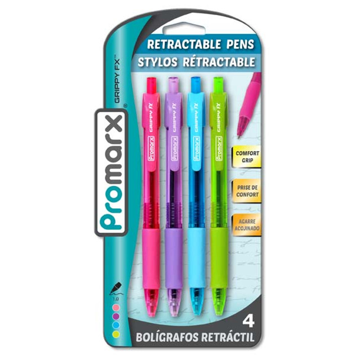 Promarx Grippy Neon Fashion Retractable Pens 4ct Ballpoint