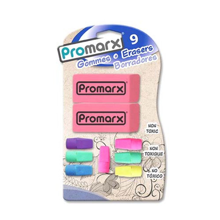 Promarx Pink Eraser Set With Caps 9ct.