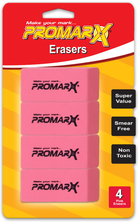 Promarx Pink Beveled Eraser 4pc.