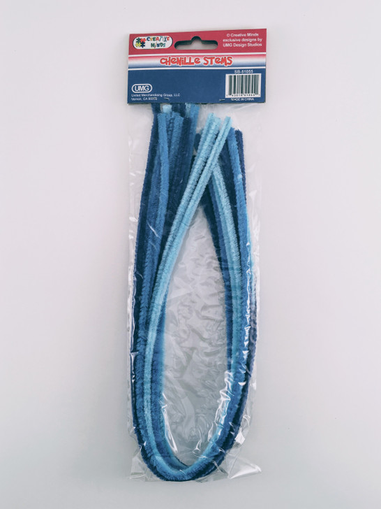 CHENILLE STEMS BLUE GRAD 50CMx6MM 15PC