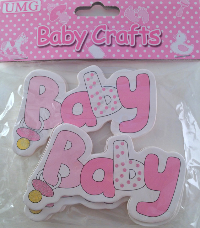 DIE CUTS; "BABY" W/ PACIFIER 6PC PINK 5x8.5CM