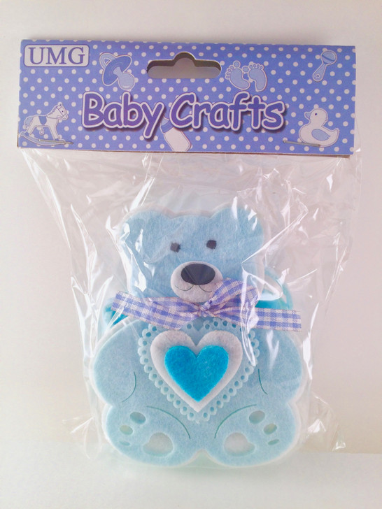 BABY FAVOR BAG; BEAR W/ HEART 1PC BLUE