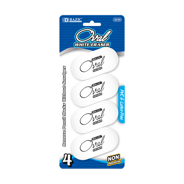 BAZIC White Oval Eraser (4/Pack)