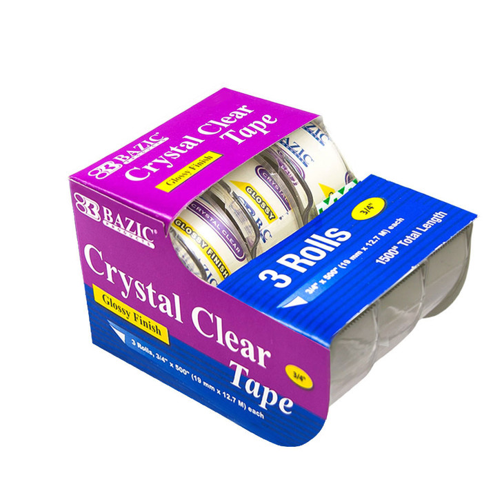 BAZIC 3/4" X 500" Crystal Clear Tape (3/Pack)