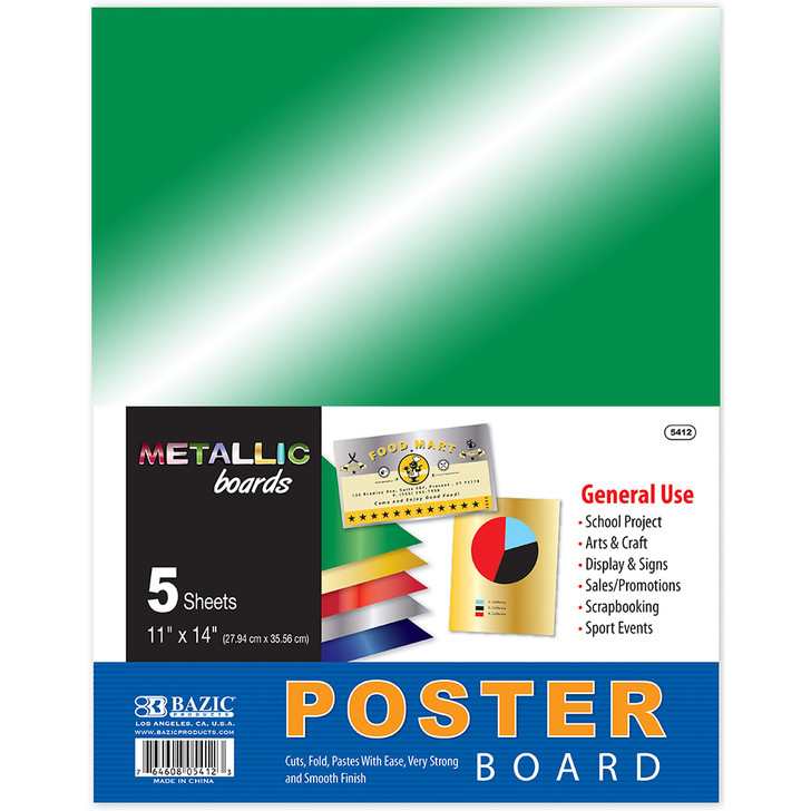 BAZIC 11" X 14" Metallic Poster Board (5/Pack)