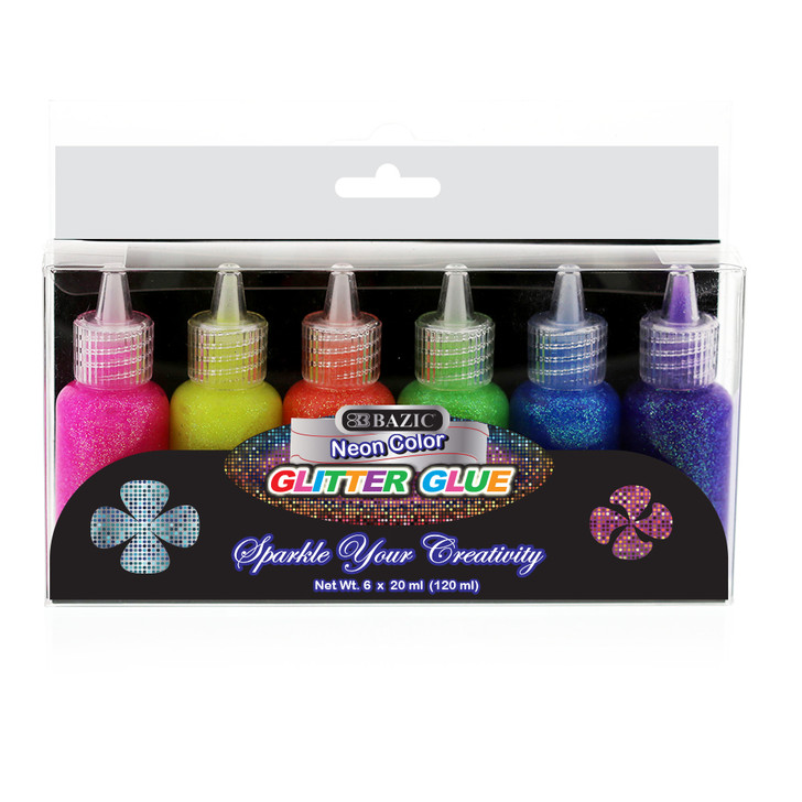 BAZIC 20 ml Neon Color Glitter Glue (6/pack)