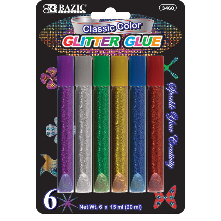 BAZIC 15 mL Classic Glitter Glue Pen (6/pack)