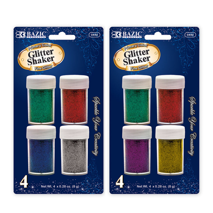 BAZIC 8g / 0.28 Oz. 4 Primary Color Glitter Shaker