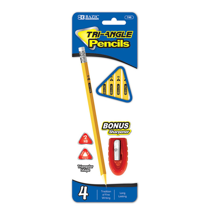 BAZIC 4 #2 Triangle Yellow Pencil w/ Sharpener