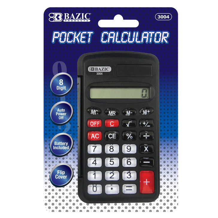 8-Digit Pocket Size Calculator with Flip Cover