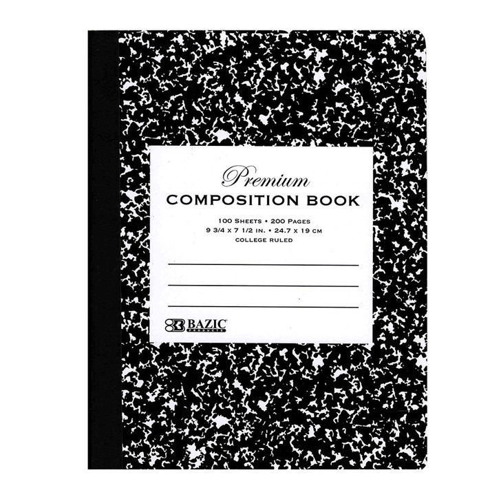 BAZIC C/R 100 Ct. Premium Black Marble Composition Book