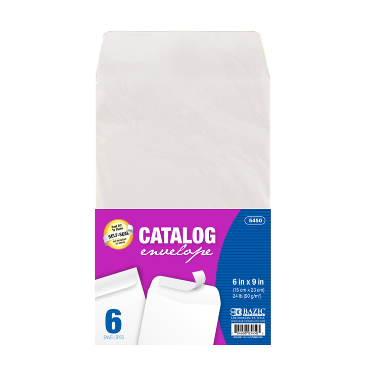 BAZIC 6" x 9" Self-Seal White Catalog Envelope (6/Pack)