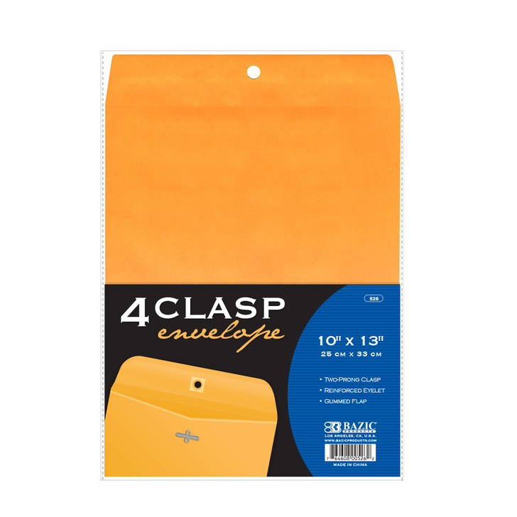 BAZIC 10"  X 13" Clasp Envelope (4/Pack)