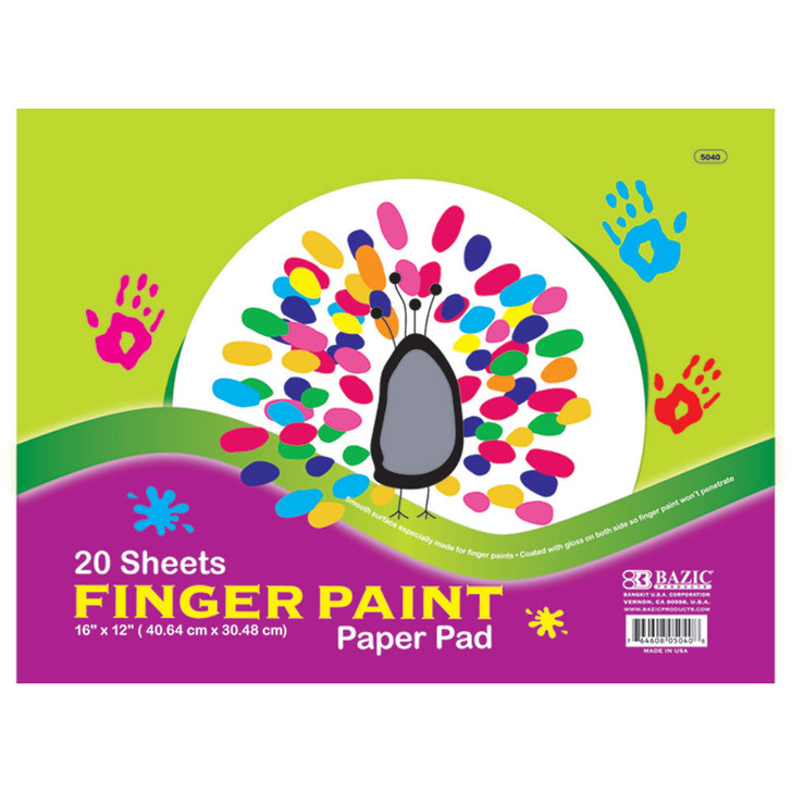 BAZIC 20 Ct. 16" X 12" Finger Paint Paper Pad