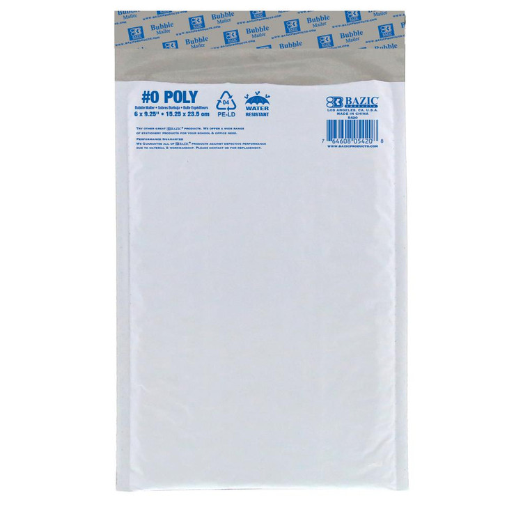 6" X 9.25" (#0) Poly Bubble Mailer