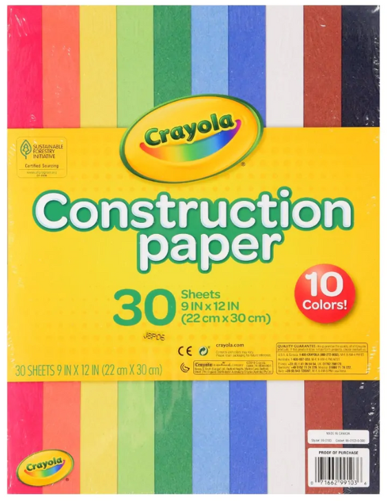 30-Sheet Packs of Crayola Brand Construction Paper