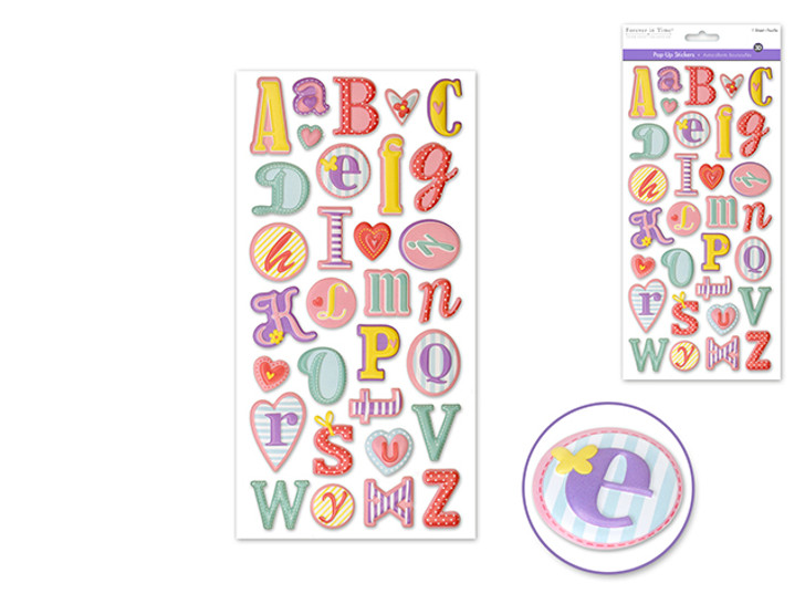 Paper Craft Sticker: 3.94"x7.87" 3D Pop-Up Patterned Fashion Colors Alphabet Stickers