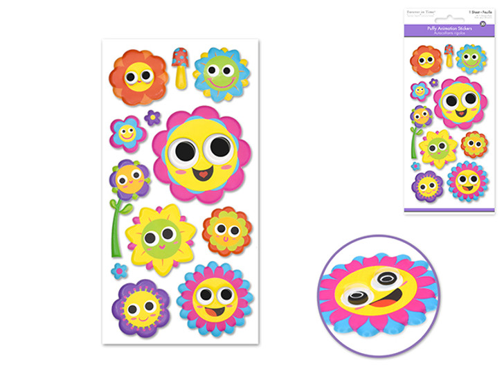Paper Craft Sticker: 9cmx17.5cm 3D Puffy Animation Happy Sun Stickers