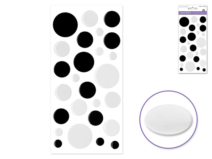 Paper Craft Stickers: 3.54"x6.9" 3D Epoxy Stickers Black Circles