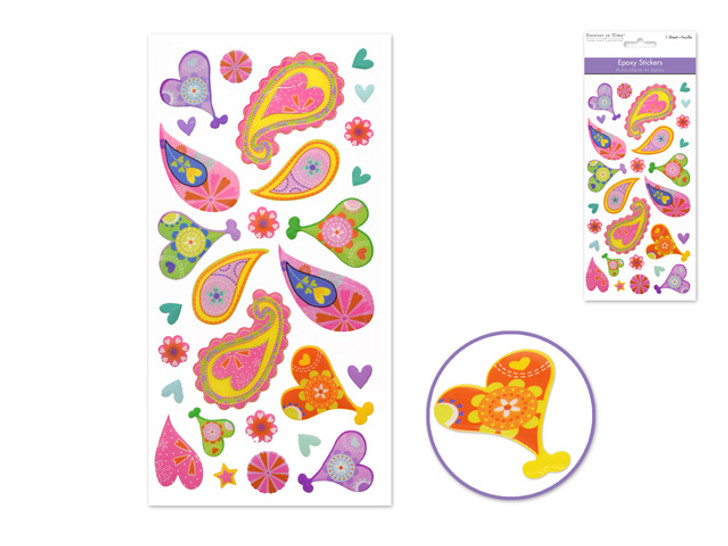 Paper Craft Stickers: 10cmx19cm 3D Epoxy Stickers Paisley Design