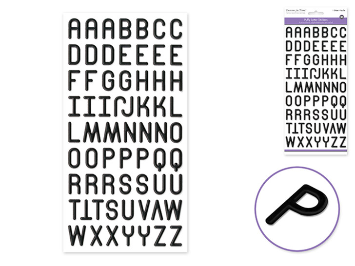 Paper Craft Stickers: 4.75"x9.5" 3D Puffy Fonts (Alphabet Sticker)